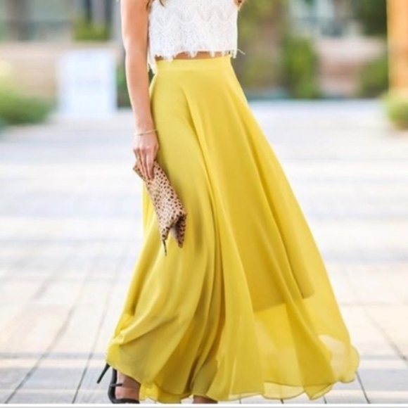 Lucy Paris Dresses & Skirts - NWT Lucy Paris Yellow Flowing Amelia Maxi Skirt